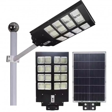 FARO LAMPIONE LED 1000W CON PANNELLO SOLARE FOTOVOLTAICO TELECOMANDO  IMPERMEABILE CREPUSCOLARE