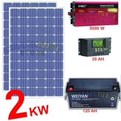 KIT FOTOVOLTAICO 2KW GIORNALIERO 5000W INVERTER PANNELLO ENERGIA SOLARE BATTERIA 120 AH