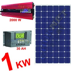 KIT FOTOVOLTAICO 1KW GIORNALIERO INVERTER 2000W PANNELLO ENERGIA SOLARE 30A PWM