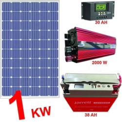 KIT FOTOVOLTAICO 1KW GIORNALIERO INVERTER 2000W PANNELLO ENERGIA SOLARE 30A PWM BATTERIA 38 AH