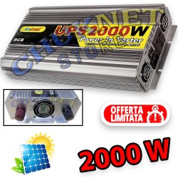 INVERTER 2000W UPS WATT 12V 220V CONVERTITORE FOTOVOLTAICO PANNELLI SOLARI TRASFORMATORE AUTO BARCA PC PRESA USB SG POWER ONDA