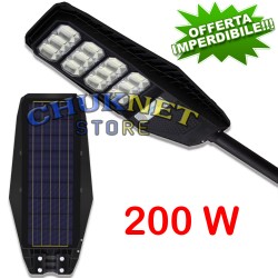 LAMPIONE STRADALE PANNELLO ENERGIA SOLARE FARO FOTOVOLTAICO ESTERNO 200W LED LUCE