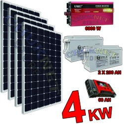 KIT FOTOVOLTAICO 4KW GIORNALIERO INVERTER 6000W PANNELLO ENERGIA BATTERIA 400AH