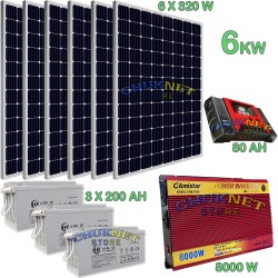 KIT FOTOVOLTAICO 6KW GIORNALIERO INVERTER 6000W PANNELLO ENERGIA BATTERIA 600AH