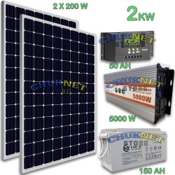 KIT FOTOVOLTAICO 2KW GIORNALIERO INVERTER 5000W PANNELLO ENERGIA BATTERIA 150 AH