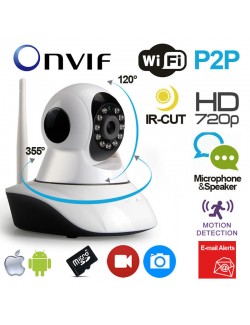 TELECAMERA IP CAMERA HD 720P WIRELESS LED IR LAN MOTORIZZATA WIFI RETE INTERNET